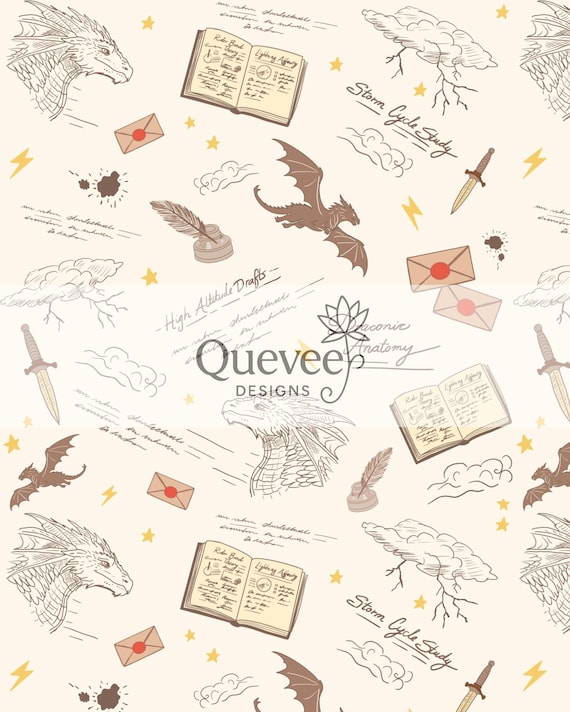 Dragon Academy Seamless Pattern | Romantasy Digital Paper (PNG + JPG)