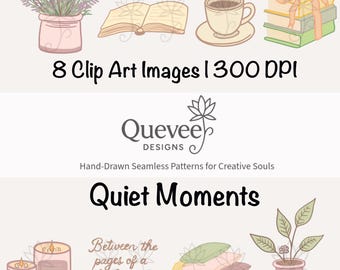Pastel Bookish Clip Art: Hand-Drawn Cozy Reading Designs (PNG, Digital Download)