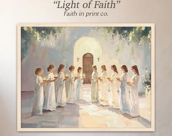 Light of Faith, LDS Art, Parable of the Ten Virgins, Christian Wall Art, Framed LDS Art, Modern Christian Art, 10 Virgins, Bible Story Art