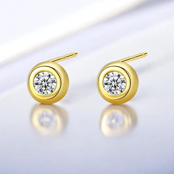 Huitan 925 Silver Plated Cubic Zirconia Stud Earrings – Luxury Wedding Jewelry, Lab-Created, Pair