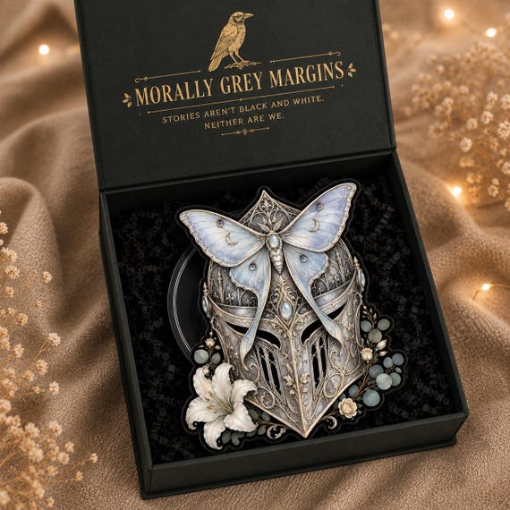 Luna Moth Knight Helmet Kindle Grip | Gothic Fantasy Acrylic Reader Accessory