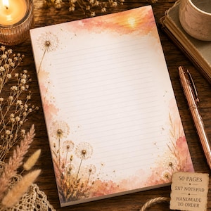Wildflower Notepad | Cottagecore Stationery | Floral Writing Pad | Personalized Reader Gift | 5x7 Handmade Notepad