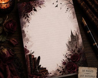 Dark Academia Notizblock | Gothic Bibliothek Schreibwaren | Buchliebhaber Schreibblock (13x18)