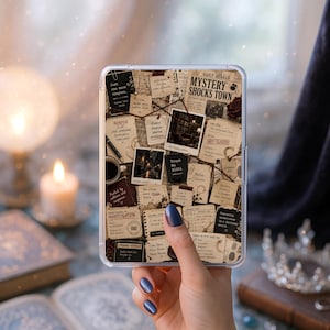 Mystery Reader Kindle Insert | Detective Board E-Reader Decor
