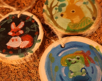 3 critter Christmas ornaments