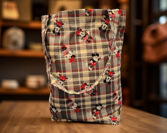 Handgenähte Disney inspirierte Baumwoll- & Canvas-Einkaufstasche - handgemachte Schultertasche für jeden Tag