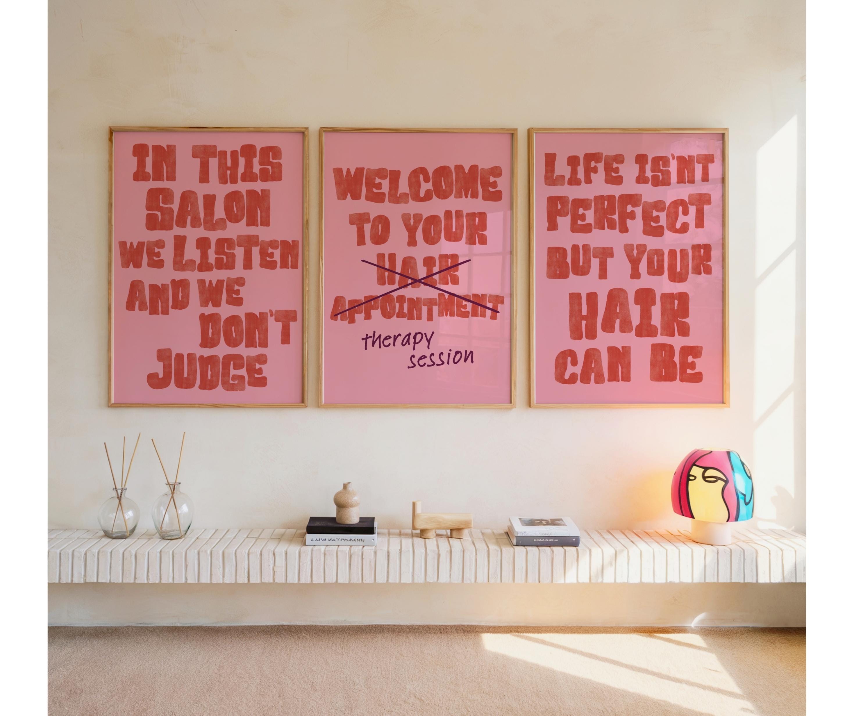 Hair Salon Wall Art Prints Bundle Set of 10 Pink Studio Decor: Hair ...