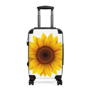 Sunflower Design Suitcase for Travel Enthusiasts, Stylish Luggage, Floral Travel Bag, Vacation Essential, Summer Trip Accessory