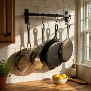 16” Wall Mounted Pan Rack with S-Hooks