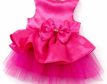 Satin Dog Dress, Formal Pet Wedding Outfit, Handmade Elegant Clothes