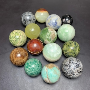 Mixed Crystal Sphere Set: Healing Stones, Gemstone Collection (15 Piece, 1 inch