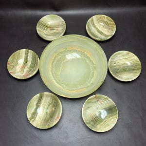 So Gorgeous Green Banded Onyx Bowls – Set of 7, Mix Sizes