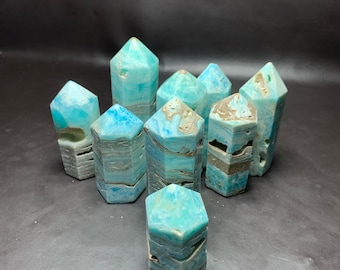 Blue Aragonite Crystal Points: Healing Stone Towers, 1kg Bulk Lot