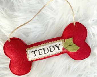 Personalised Dog Bone Christmas Decoration / Ornament / Bauble