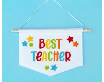 Personalised Teacher Hanging Sign, School Classroom Decor, Teacher Gift, best teacher, end of term