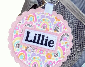 Personalised Rainbow Bag Tag / Keyring / Back To School Accessories / Kids Name Tags