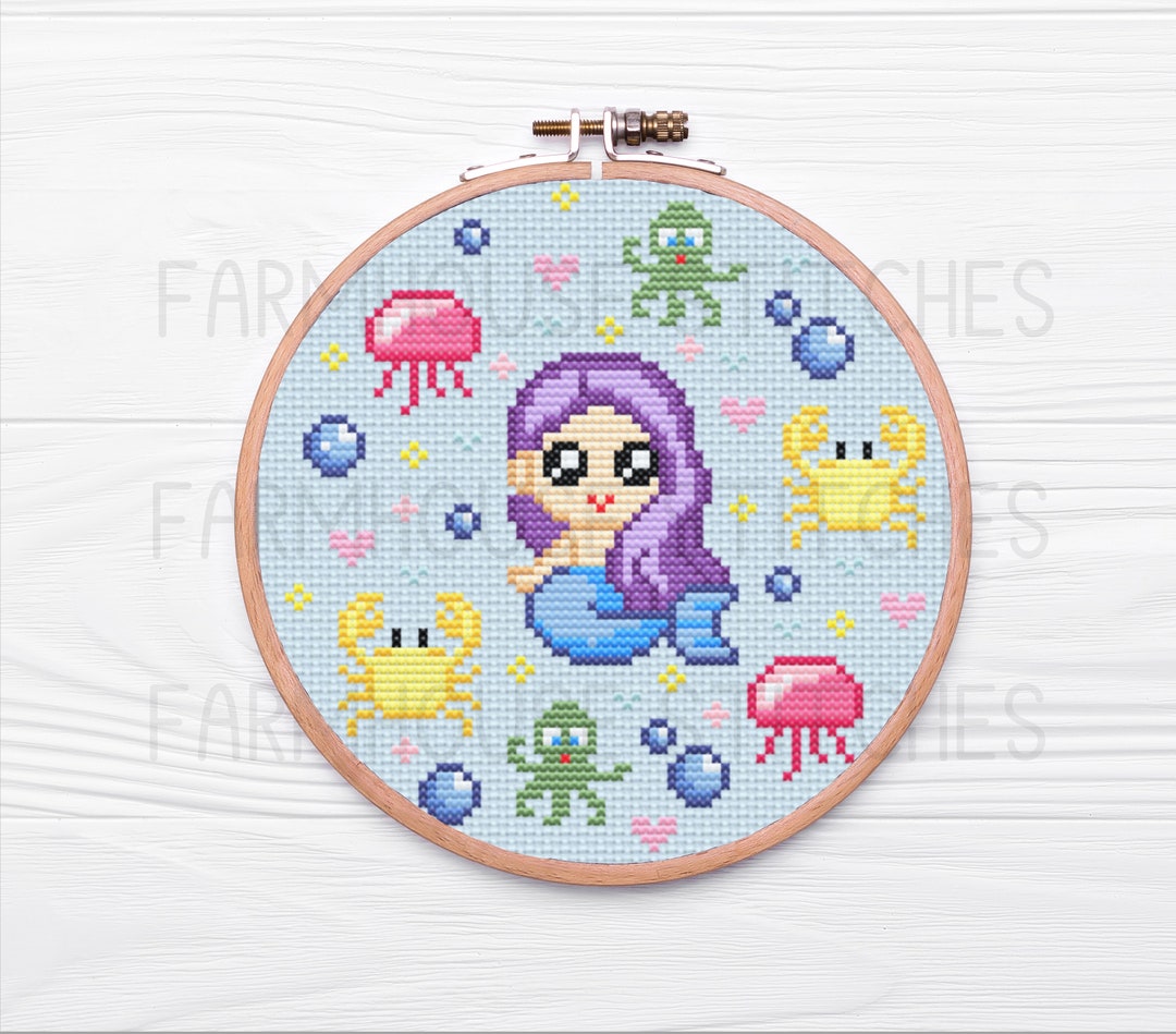 Cute Mermaid Under the Sea Cross Stitch PDF Pattern Instant Download - Etsy