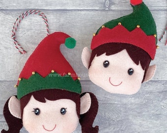 Felt Elf Decoration, Can Be Personalised, Boy Or Girl Elf