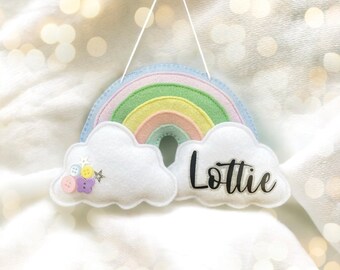 Personalised Handmade Felt Rainbow Hanging Decoration