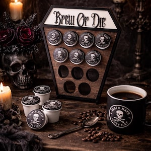 Gothic Coffin K-Cup Holder Coffee Pod Organizer Halloween Kitchen Decor Horror Coffee Bar Storage