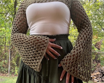 Crochet Shrug Pattern, Easy and Simple Mesh Bolero, Flare Sleeves, Beginner Friendly  (PDF Pattern)