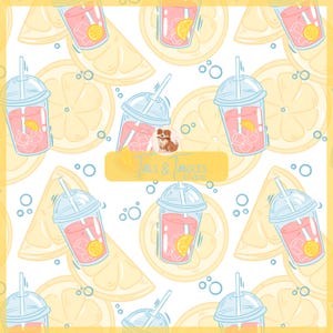 Rosa Limonade nahtlose Muster | Handgezeichnetes digitales PNG | Persönliche und kommerzielle Nutzung | Summer Vibes Fruchtiges Muster