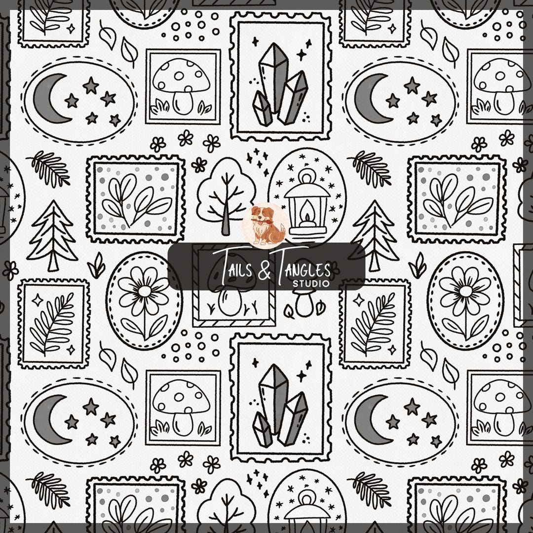 Black Magical Forest Seamless Pattern: PNG Digital Download ...