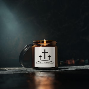 Faith-Inspired Scented Soy Candle, Relaxing Aromatherapy Candle, Christian Home Decor, Inspirational Gift, Multi-Size Amber Jar