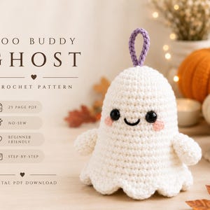 Modèle de fantôme au crochet sans couture, porte-clés et décoration d'Halloween (PDF, téléchargement numérique amigurumi)