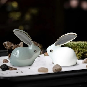 Ceramic Rabbit, Tea Pet, Cute Rabbit, Handmade Tea Accessories, Bunny Figurines, Tea Decor, Animal Sculpture Ornaments.