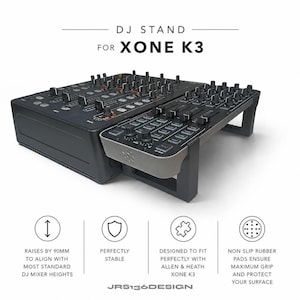 Pode incluir: Suporte de DJ preto para mixers XONE K3. O suporte eleva o mixer em 90 mm para alinhar com as alturas padrão dos mixers de DJ. Inclui almofadas de borracha antiderrapantes para aderência e proteção da superfície. Projetado para Allen & Heath XONE K3.