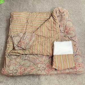 LRL Lauren Ralph Lauren Red Gold Paisley Teal Full Queen Comforter 2 Shams Skirt