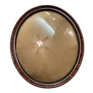 Antique Oval Frame Bubble Domed Convex Glass Picture Art 18x15 Victorian Wood