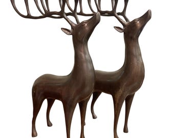 Brass Bronze Reindeer Deer Stag Candelabra Candle Holder 18" Solid MCM Christmas