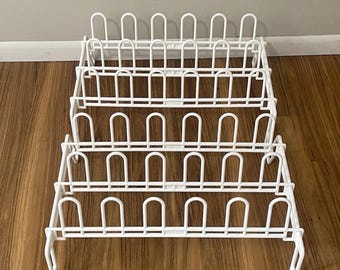 VTG Retro MC White Plastic 18 Pair Shoe Rack Lot Yaffa Style Storage Collapsible