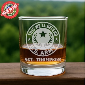 Personalized Military Engraved Glass: Whiskey, Wine, Beer - Veteran Gift