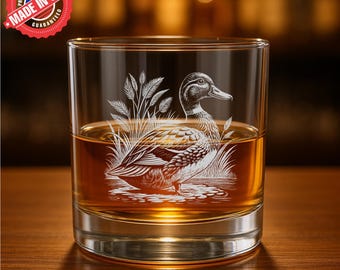 Engraved Duck Whiskey Glass: Rustic Cabin Barware Gift