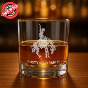 Personalized Horse Rider Glass – Custom Engraved Whiskey, Wine, or Beer – Western Gift for Rodeo Lovers, Ranchers & Cowboys
