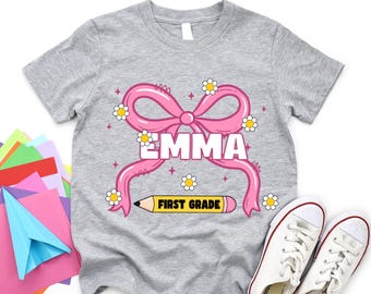 Personalized First Day of School Shirt: Toddler Girl, Coquette Style
