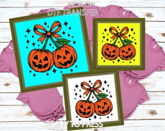 Pumpkin Cherries DTF Heat Transfer, Halloween Print