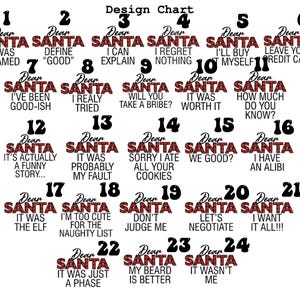 Querido Papá Noel Transferencia DTF de Navidad: Emparejamiento familiar, listo para imprimir