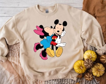 Sudadera Disney Classic Minnie Mickey Mouse Besándose: Sudadera de pareja de dibujos animados