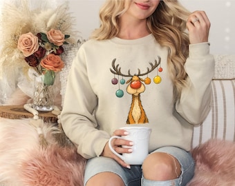 Vintage Reindeer Christmas Sweatshirt: Retro Holiday Sweater