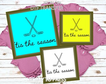 Tis The Season Hockey DTF Heat Transfer - Christmas Print