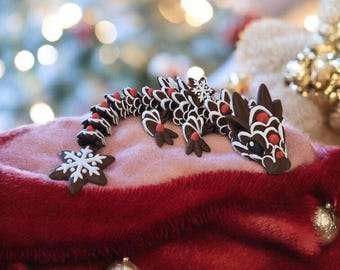 Baby Gingerbread Cookie Dragon | 3D Printed Christmas Full Color Articulated Flexi Fidget Toy