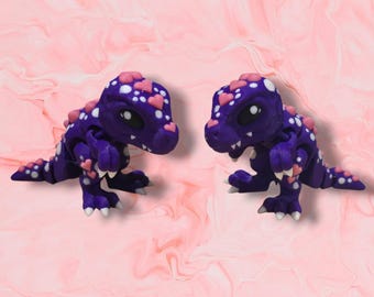 Valentines Day Heart T-rex | 3D Printed Fully Colored Valentines Articulated Flexi Fidget Toy