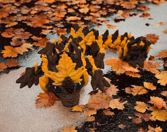 Baby Autumnwing Leaf Pinecone Dragon | 3D Printed Full Color Articulated Flexi Fidget Toy