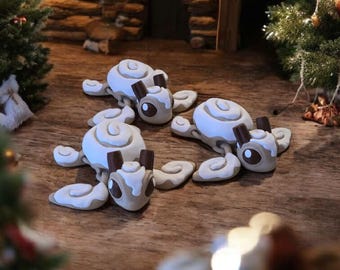 Cinnamon Roll Turtle | 3D Printed Full Color Articulated Flexi Fidget Toy