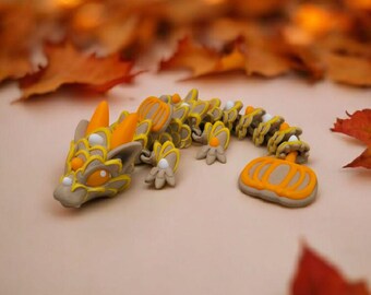Baby Pumpkin Spice Cookie Dragon | 3D Printed Full Color Articulated Flexi Fidget Toy