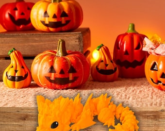 Pumpkin Wyvern Dragon 3D Printed Articulated Fidget Toy